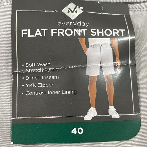 Men's Everyday Stretch Flat Front Short, Soft Silver, Size 40, 9" Inseam NEW - Picture 5 of 7